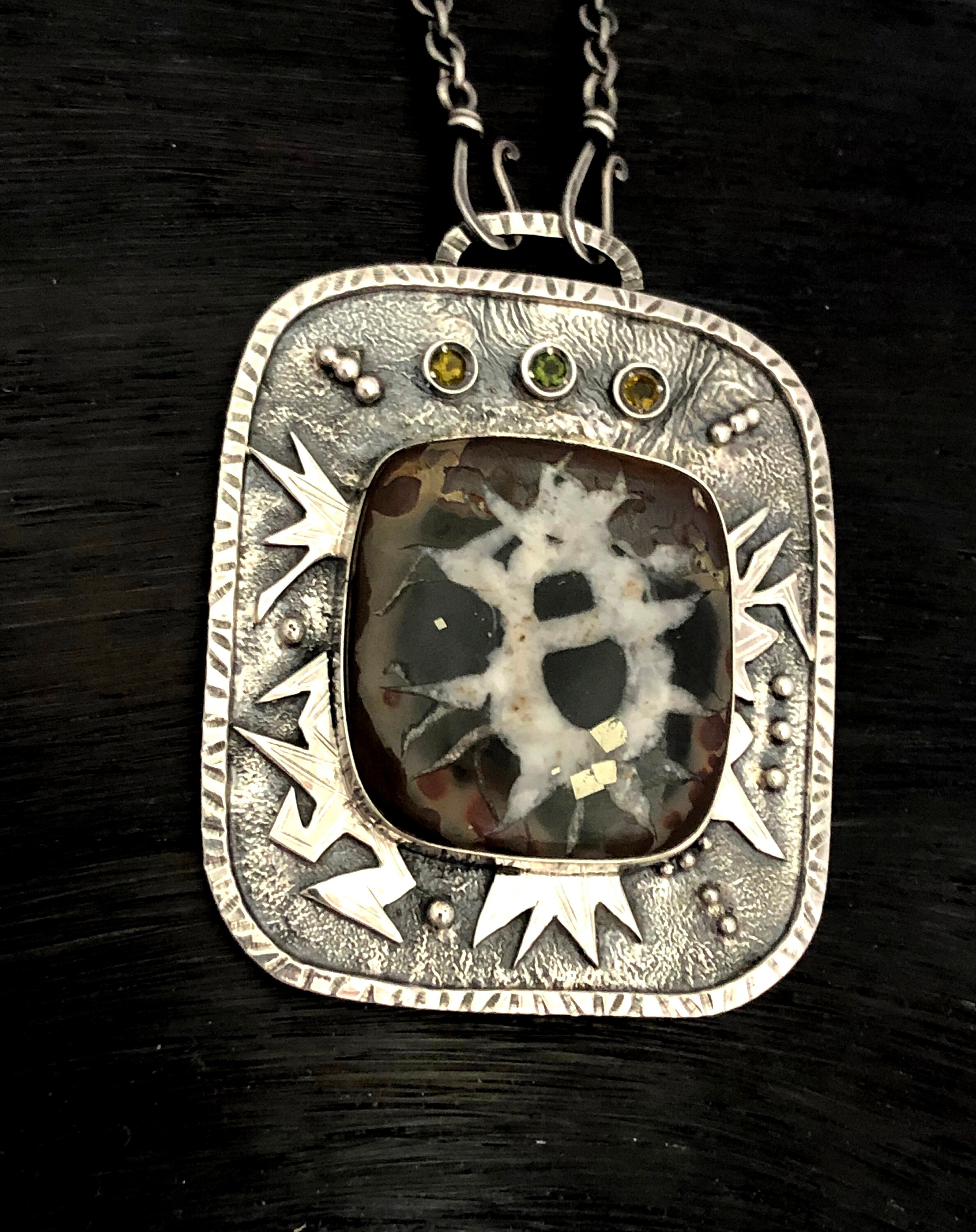 •SEPTARIAN NODULE - TEARDROP• sterling silver pendant