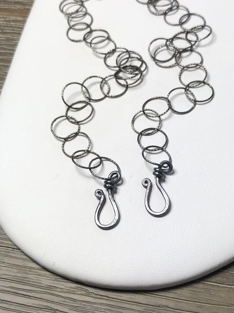 Oxidized silver chain Versatile chain to wear with pendant or by itself. 20 Sterling silver chain with two hook clasps 10mm link chain