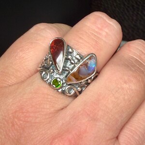 Australian Opal Ammolite Ring: Sterling Silver Artisan Ring, Size 7 1/2 - 7 3/4 Bild 10