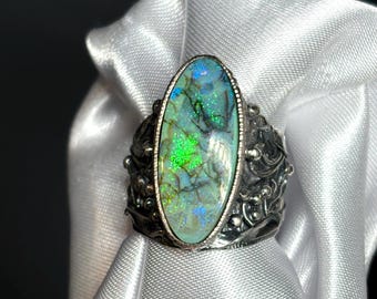 Monarch Opal Ring size 9 - Artisan Handmade Ring - OOAK Jewelry