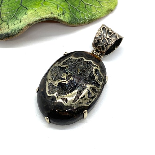Ammonite Pendant - gift for man - gift for shops dad - artisan unique fossil pendant-OOAK