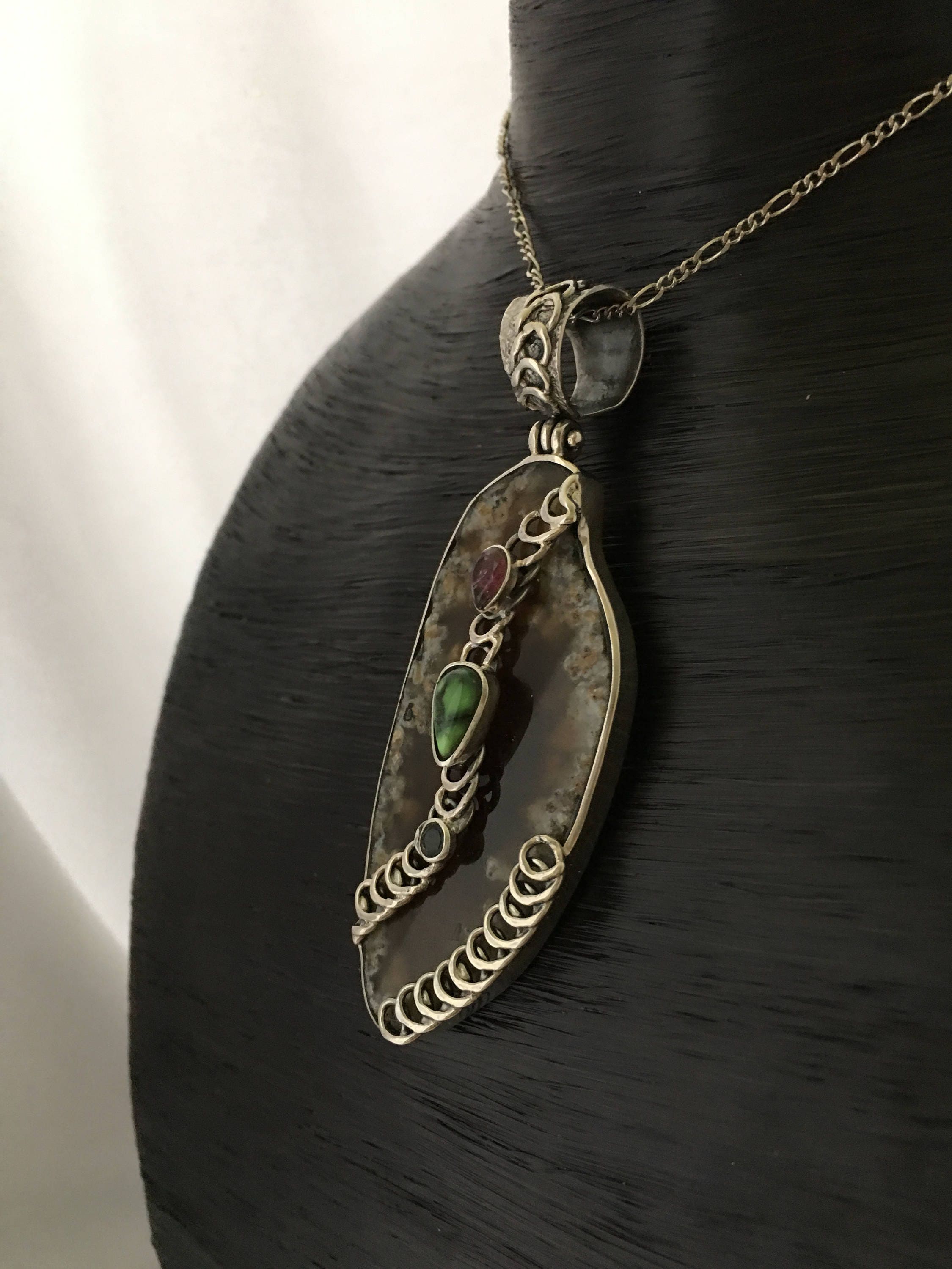 Colgante de ágata colgante de color turquesa verde colgante | Etsy