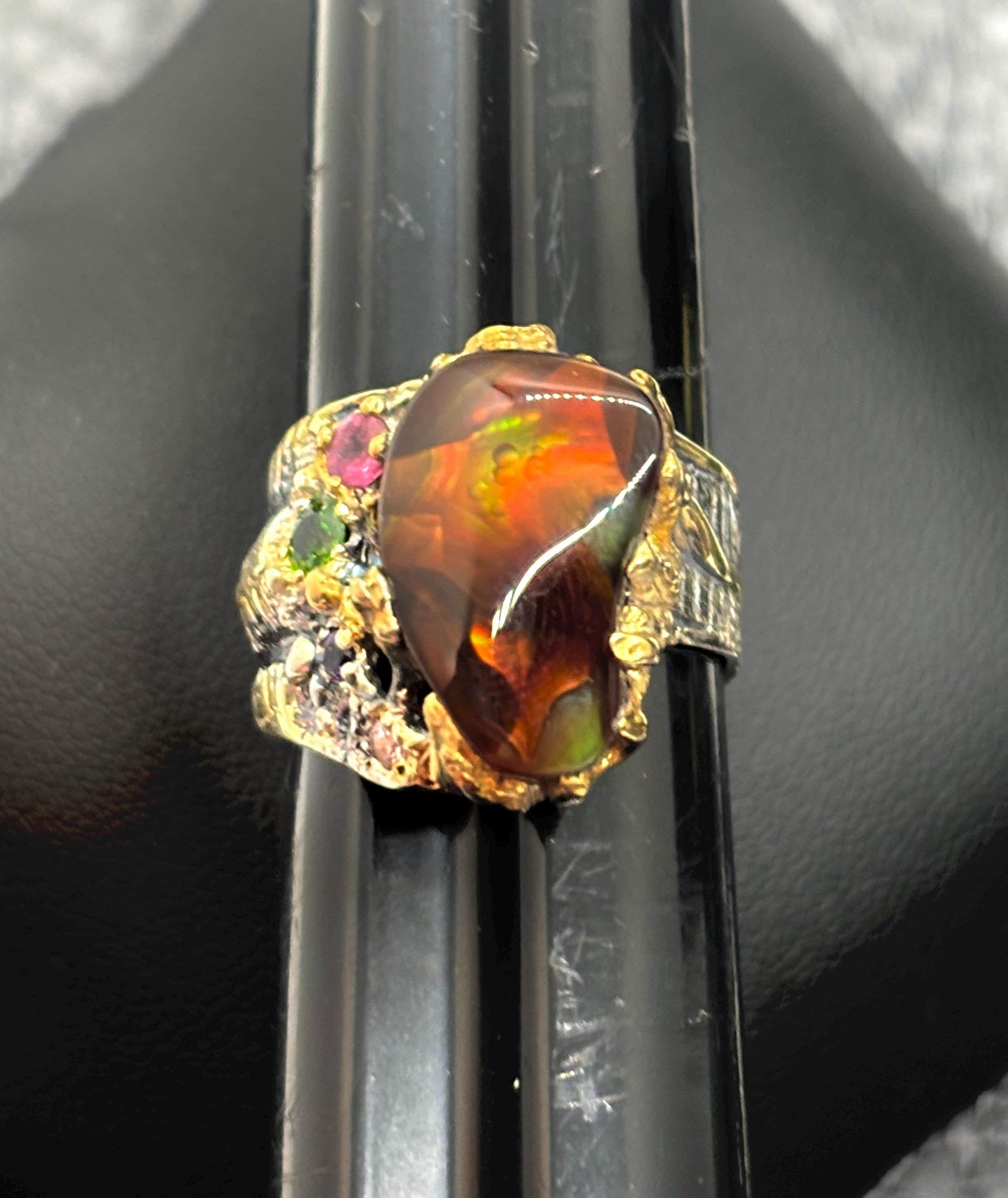 Agate Jewelry Men's Fire Agate Ring Mexican Fire Agate Ring