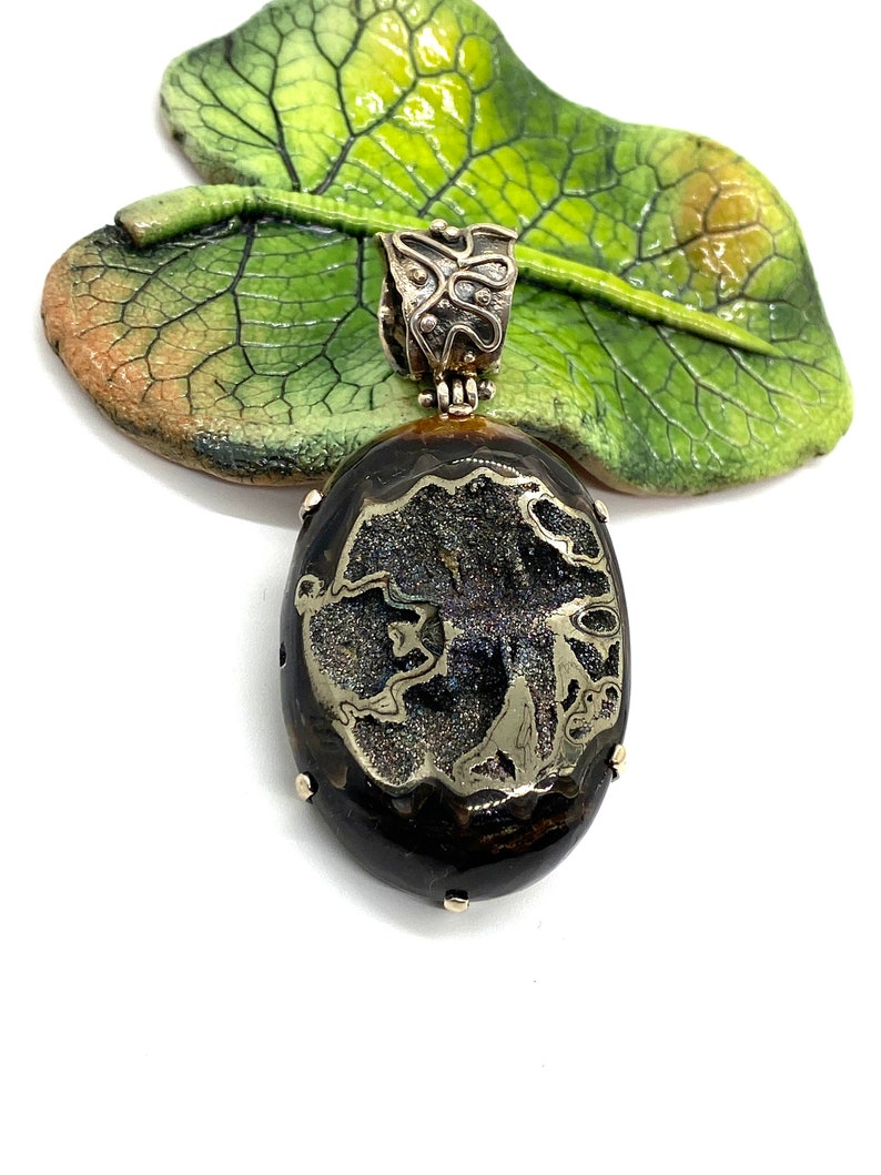 Ammonite Pendant - gift for man - gift for shops dad - artisan unique fossil pendant-OOAK