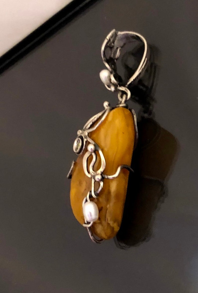 Unique Handcrafted One-of-a kind Baltic Amber Pearls Pendant | Etsy
