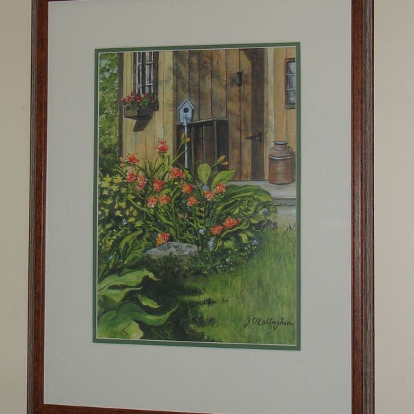 Custom Framed Print of Original Painting 'Cottage Shed' Ready to Hang - 17" X 22" - 175.00 - Shipping Included in Price