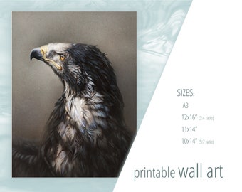 Steppe Eagle Wall Art Printable, wildlife, portrait, raptor, bird of prey, realistic, printables, Instant Download, JPG