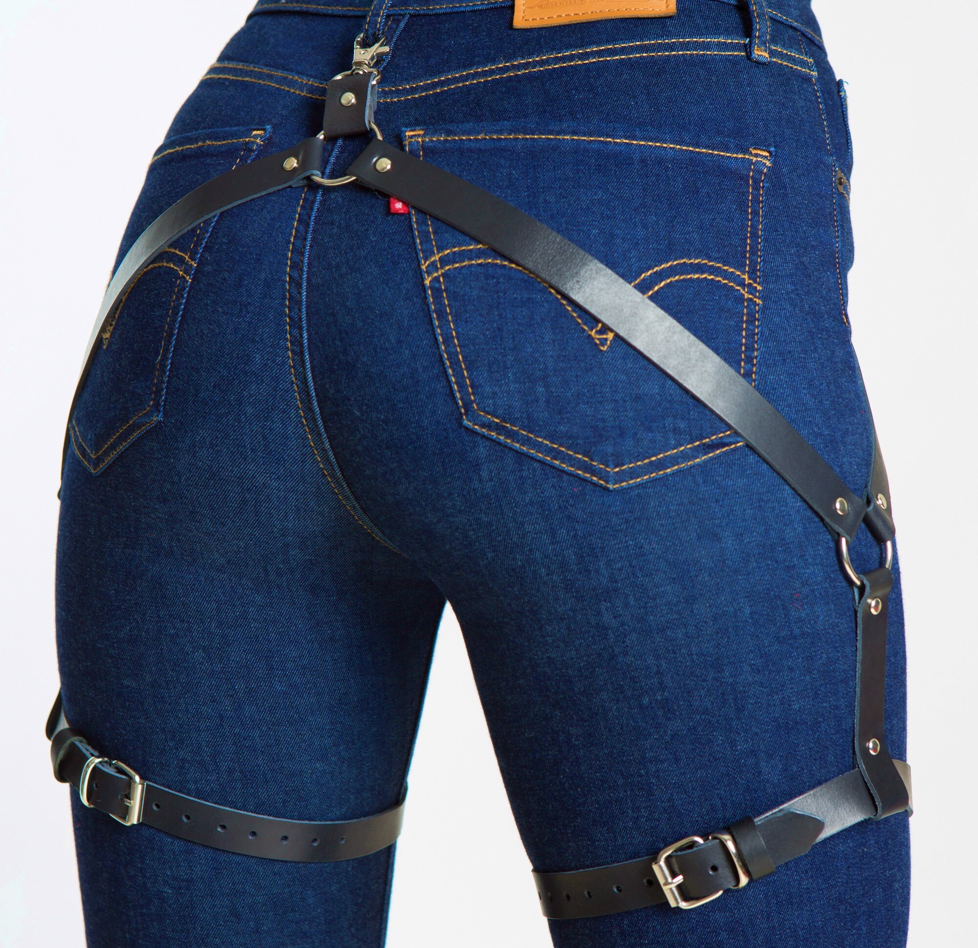 Leather Garter Sexy Stocking Leg Harnessleather Leg Garter Etsy