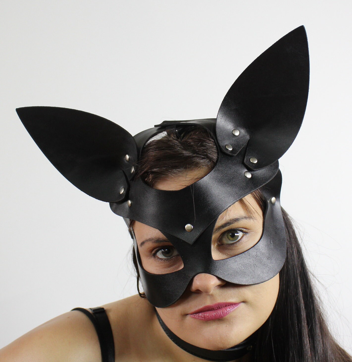 Leather Maskleather Mask Woman Leather Mask Fetish Adult Etsy