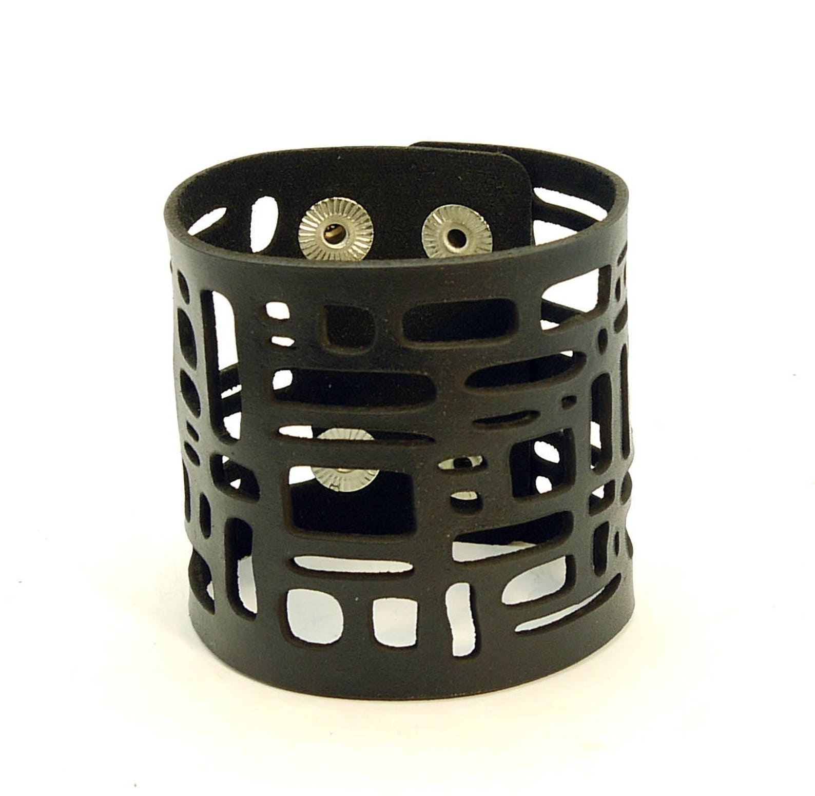 Laser Cut Leather Bracelet Black Leather Bracelet Etsy
