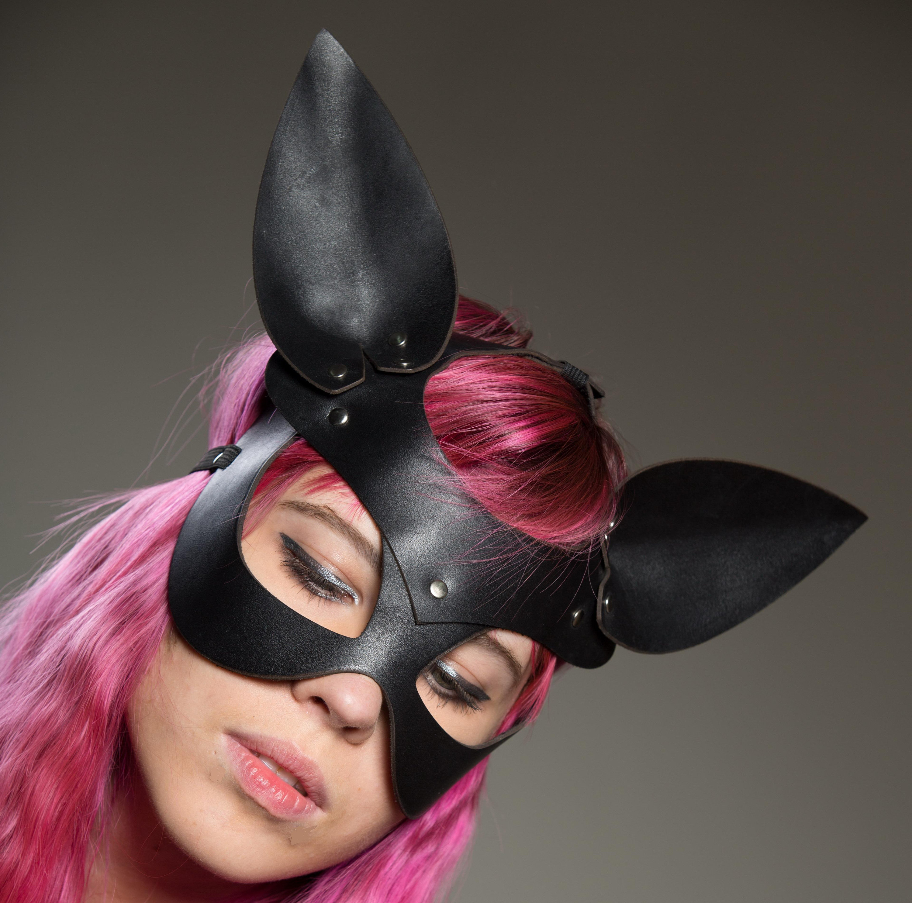 Leather Maskleather Mask Woman Leather Mask Fetish Adult Etsy