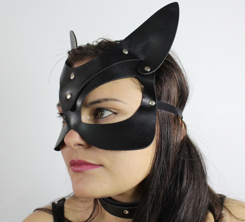 Leather Maskleather Mask Woman Leather Mask Fetish Adult Etsy