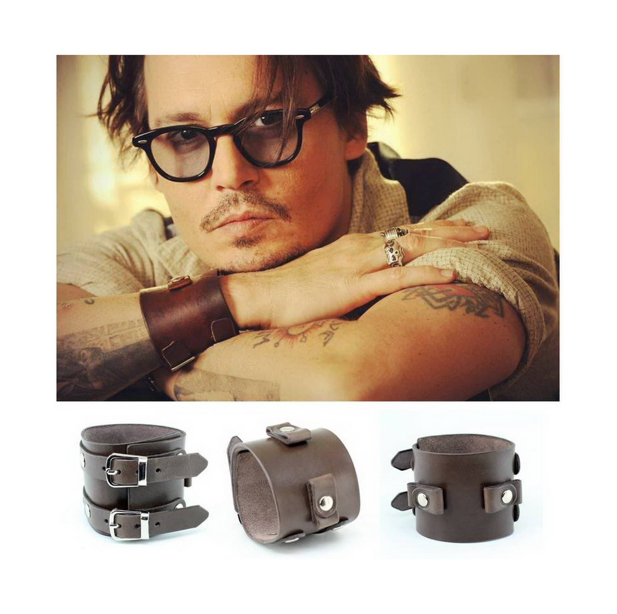 JOHNNY DEPP leather bracelet wide johnny depp style leather Etsy