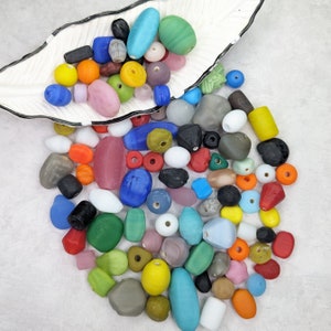 100 pc Glass Beads 3.75oz, Glass Beads Mix, Bead Soup, Assorted Beads, Bead Mix, Colorful Beads, Matte, Bulk Beads  8mm 10mm 12mm  #105 opm