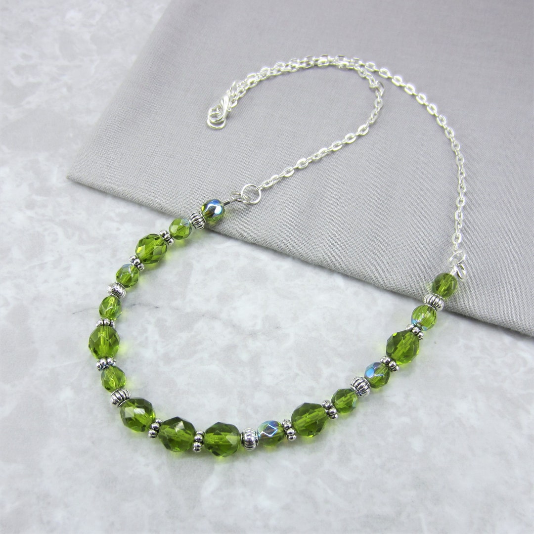 Lime Green Necklace Lime Green Jewelry Olivine Necklace Etsy