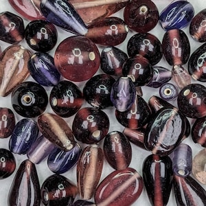 50pc 90gr, Purple Glass Beads 3.2oz  Bulk Beads for Jewelry Making, Bead Soup, Assorted Beads, Purple Beads, Vintage Style, Large Beads #115