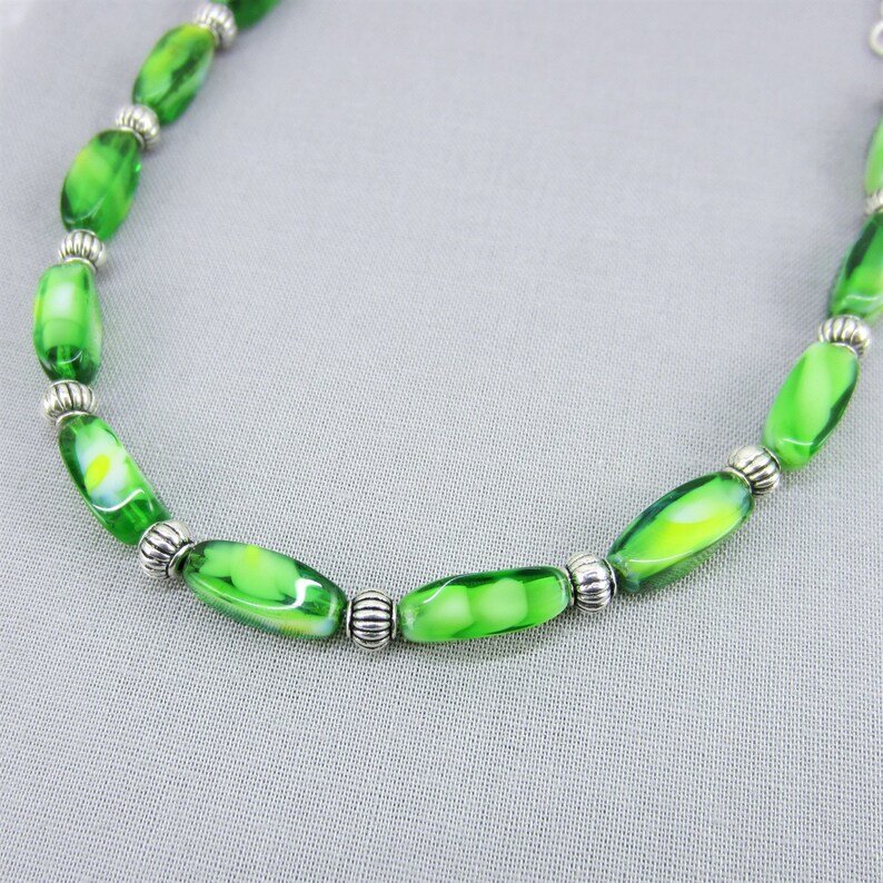 Kelly Green Necklace Small Green Necklace for Women Lime Green Necklace Silver Dainty Fashion Necklace