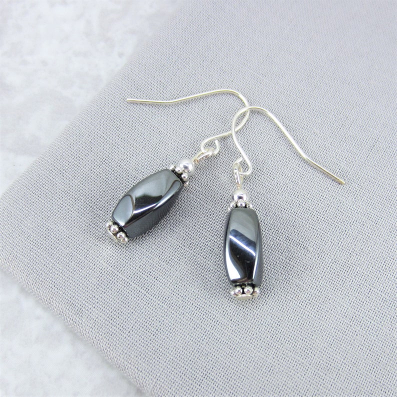 Hematite Earrings Dark Grey Earrings Gray Gemstone Earrings - Etsy