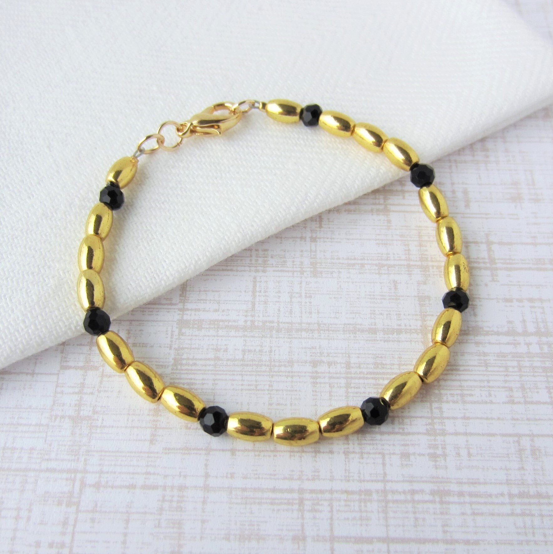 Gold Bead Bracelet Dainty Gold Bracelet Beaded Bracelet for Etsy