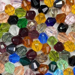 Assorted Glass Crystal Beads 85 pc, Czech Glass Beads, Mixed Crystal Beads, Assorted Bead Mix, Glass Beads, Bead Soup, Mixed Beads, 6mm #101