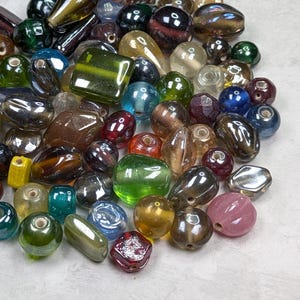 70pc Glass Beads 3.5oz, Mixed Glass Beads, Bulk Glass Beads, Assorted Bead Mix, Bead Soup, Mixed Beads, Vintage Style, Fall Colors  #122