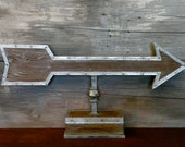 Weathervane Arrow Sign on Wrought Iron Stanchion with Wood Base