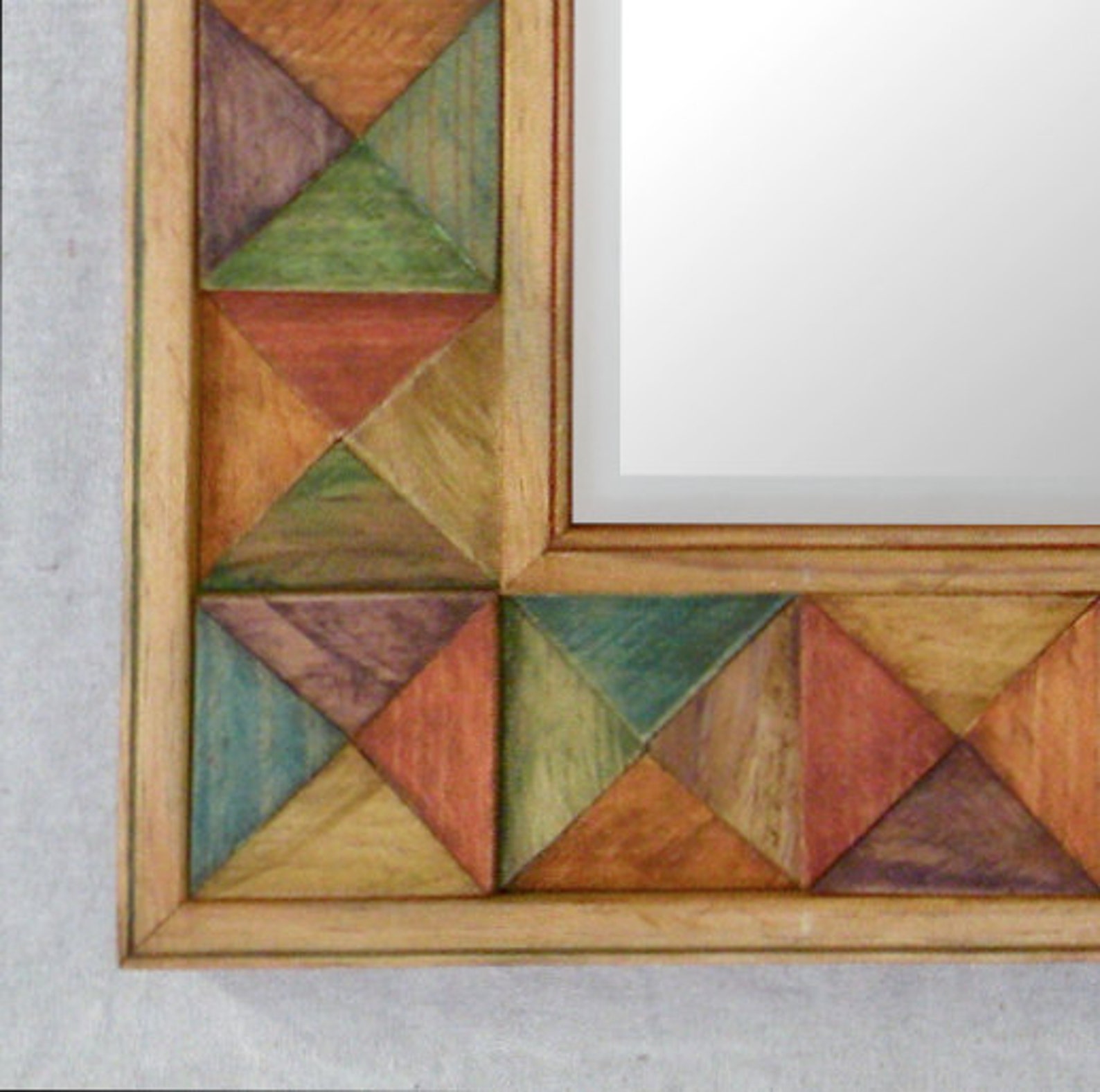 Painted Wood Mirror Frame with MultiColored Geometric Pattern Etsy