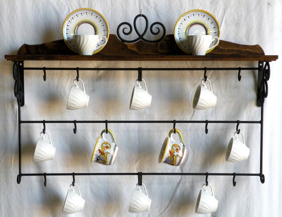 Cup Rack Shelf Kitchen Decor Stores Displays Your Collection Etsy
