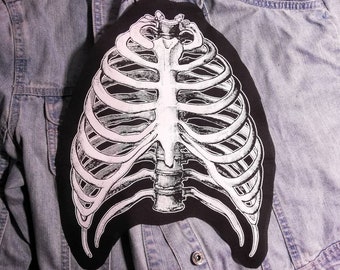 Printed Patch Vest Sew On Bag Jacket! RUBIYAT SKELETON Backpack