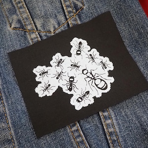 Ants patch - nature witch, insect patch, creepy crawlies, bugs, patches for jackets, goblincore, crust patch, horror patches, punk jacket