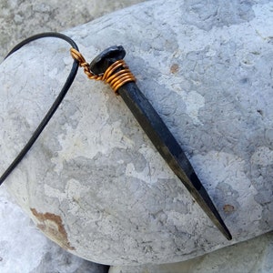 Iron Nail Necklace - hand forged, coffin nail necklace, occult jewellery, magick, goth, Witch, pagan jewelry, good luck, voodoo pendant