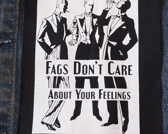 Mean gays patch: Screen printed cotton sew on patch for jacket, jeans | Queer Punk Trans patches by ToothXNail