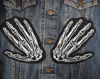 Bone Hands patch: Screen printed cotton sew on patches for jacket, jeans | Goth Punk Occult Horror patches by ToothXNail