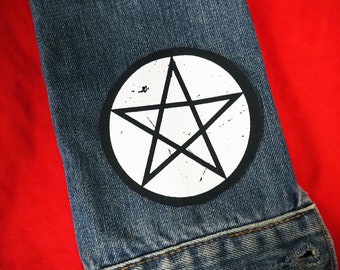 SALE Pentagram patch: Screen printed cotton sew on patch for jacket, jeans | Goth Punk Occult Horror patches by ToothXNail