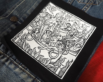 Fires of Hell patch: Screen printed cotton sew on patch for jacket, jeans | Goth Medieval Occult Horror Witch patches by ToothXNail