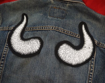 Patch de chifres: Patches de algodão estampados para costurar em jaquetas e calças jeans | Patches góticos, punks, ocultos e de terror da ToothXNail