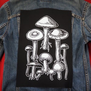 Mushrooms Back Patch - witchy patch, goth back patch, toadstool patch, backpatch, nature punk patch, backpatches for jackets, fungi patch