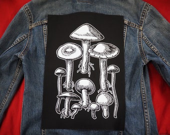 Mushrooms Back Patch - witchy patch, goth back patch, toadstool patch, backpatch, nature punk patch, backpatches for jackets, fungi patch