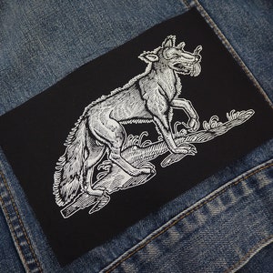 Wolf Aufnäher - okkulter Aufnäher, Goth Patch, Hexe, Black Metal, Aufnäher, Nature Punk, Tier, Aufnäher für Jacken, für Kleider, für Jeans