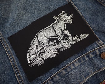 Wolf Patch - occult patch, goth patch, pagan patches, witch, black metal, sew on patch, nature punk patches, animal, Patches for jackets