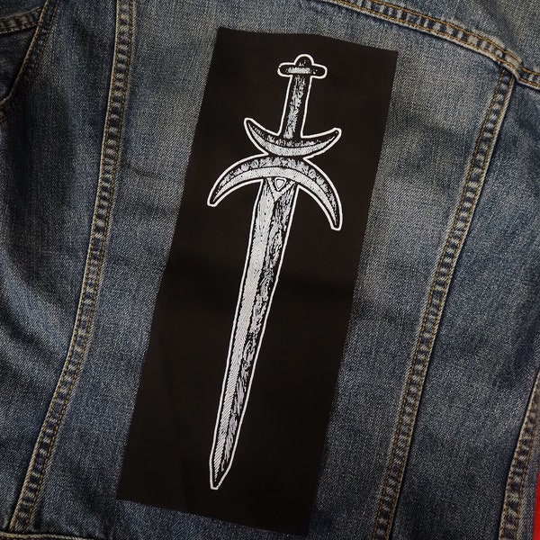 Large Dagger Patch - punk horror patches, sword patch, weapons, blades patch, goth patches for jackets, knife patch, fantasy, larp, DnD, mag
