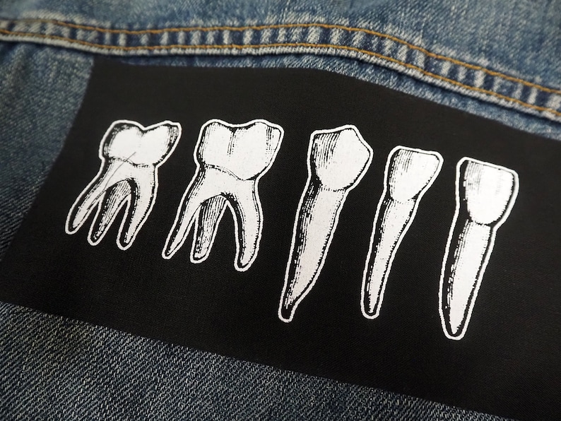 Occult Teeth Patch punk patch, goth patch, molars, witch, sew on patch, horror patch, Gothic, skull, wisdom tooth, patches for jackets image 3