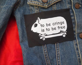 Cringe patch: Screen printed cotton sew on patch for jacket, jeans | Punk patches, cute, funny, meme, guinea pig patches by ToothXNail
