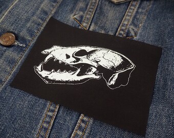 Occult Wolf Skull Patch - goth patch, pagan patches, witch, sew on patch, voodoo, wicca screen printed patch, punk patches for jackets,