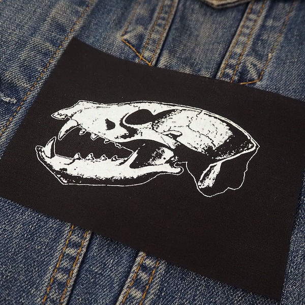 Occult Wolf Skull Patch - goth patch, pagan patches, witch, sew on patch, voodoo, wicca screen printed patch, punk patches for jackets,