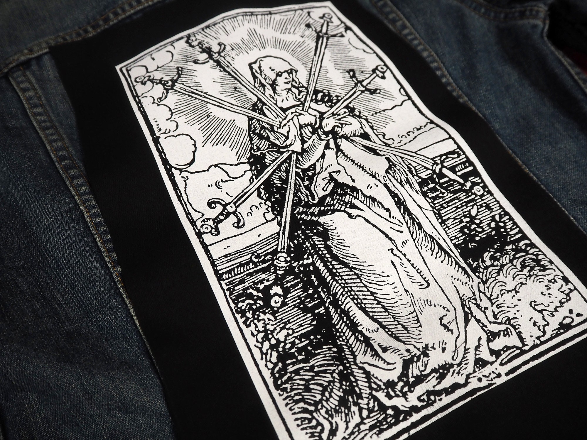 Virgin Mary Back Patch: Screen Printed Cotton Sew on Backpatch for