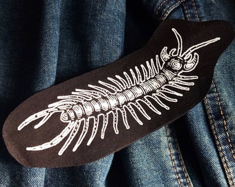 Centipede Patch - insect patch, nature patch, crust horror punk patch, patches for jacket, punk jacket, creepy crawly, bug screenprint patch