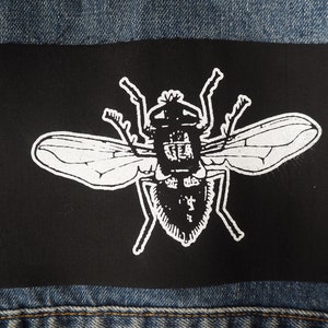 Fly Patch - insect patch, horror patch, black metal, crust punk, goblincore, bugs, flies, satanic, occult, goth patches, patch for jackets