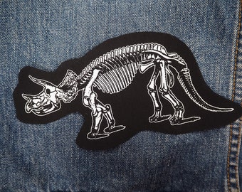 Dinosaur patch: Screen printed cotton sew on patch for jacket, jeans | Goth Punk Occult Horror patches by ToothXNail