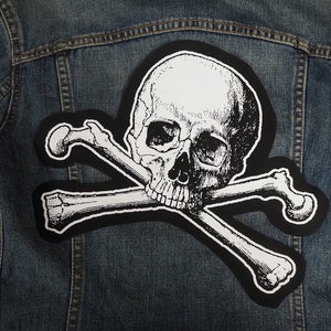 Skull and Crossbones Back Patch - pirate flag, sea punk backpatch, skull patch, horror patch, poison patch, skeleton for jacket, jolly roger